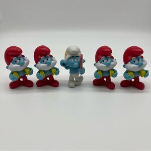 Lot Of 5 2024 THE SMURFS Burger King 3" Toy Figures Papa Smurf